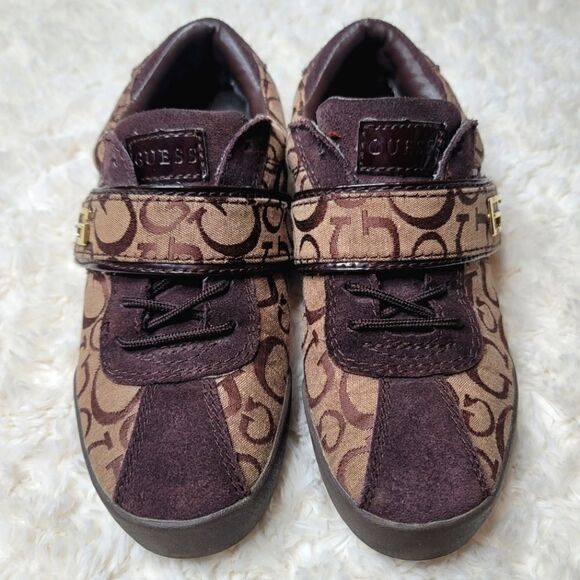 Guess Lace-Up & Velcro  Sneakers With Signiture Monogram Pattern - Brown - Picture 3 of 14